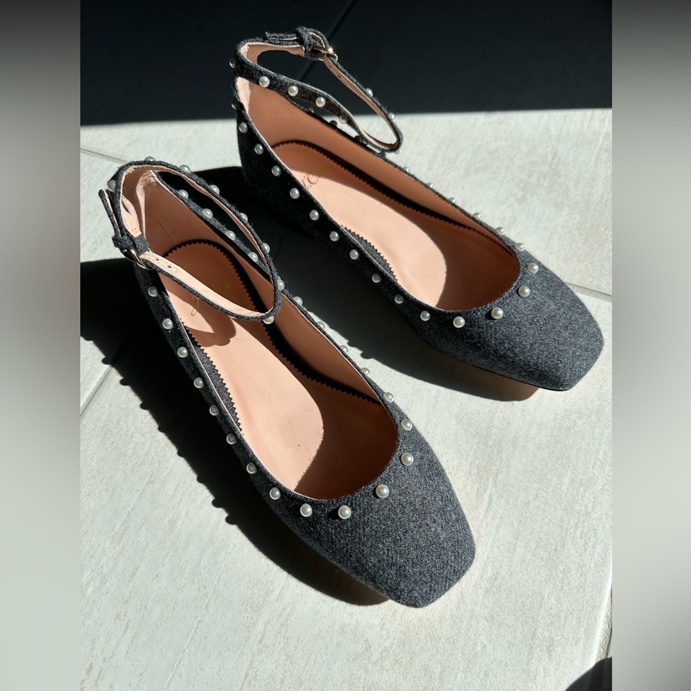 New J Crew ankle-strap Poppy ballet flats